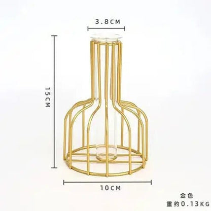 Elegant Nordic Iron Golden Hydroponic Vase