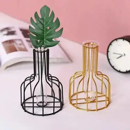 Elegant Nordic Iron Golden Hydroponic Vase