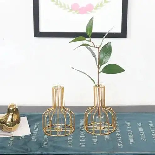 Elegant Nordic Iron Golden Hydroponic Vase