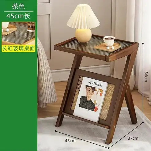 Glass Tea Table with Storage Shelf