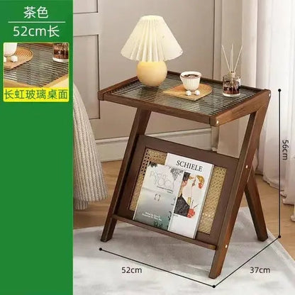 Glass Tea Table with Storage Shelf