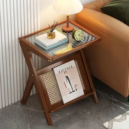 Glass Tea Table with Storage Shelf