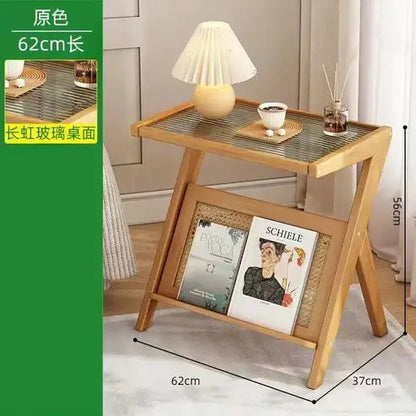 Glass Tea Table with Storage Shelf