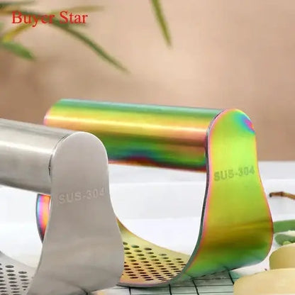 Gold Stainless Steel Garlic Press Rolling Crusher