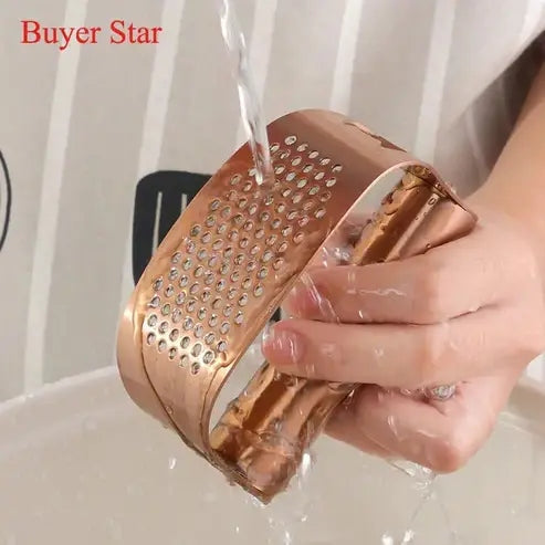 Gold Stainless Steel Garlic Press Rolling Crusher