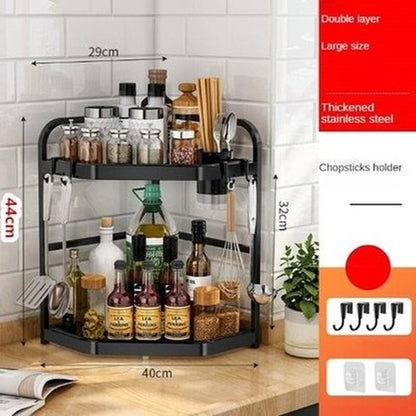 Kitchen Corner Shelving Tripod Seasoning Organizer Rack 