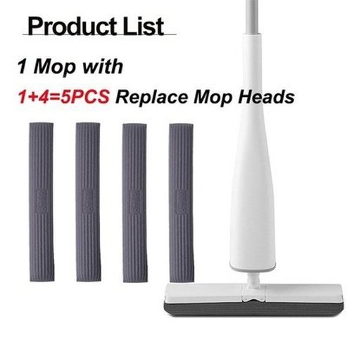 Automatic Self Wringing Mop Flat Mop Easy Mop With PVA Sponge Mop Heads Free Hand Wash Self Wringing For Bedroom Floor Cleaning. Type: Mops.