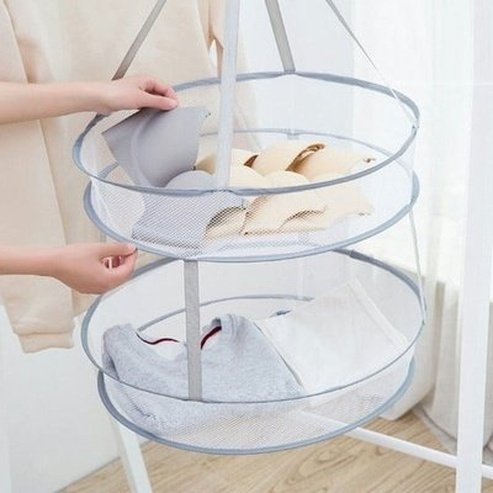 Double Layer Folding Clothes Drying Net Clothes Drying Rack Thick Anti-deformation Convenient Hanging Clothes Drying Bag. Type: Drying Racks and Hangers.