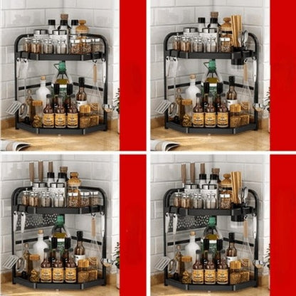 Kitchen Corner Shelving Tripod Seasoning Organizer Rack 