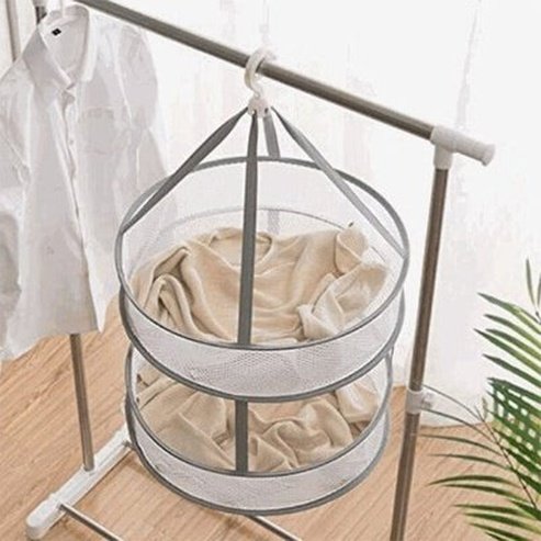 Double Layer Folding Clothes Drying Net Clothes Drying Rack Thick Anti-deformation Convenient Hanging Clothes Drying Bag. Type: Drying Racks and Hangers.