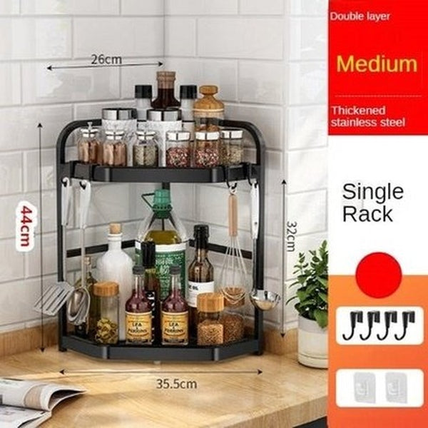 Kitchen Corner Shelving Tripod Seasoning Organizer Rack 