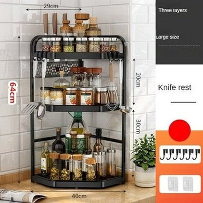 Kitchen Corner Shelving Tripod Seasoning Organizer Rack 