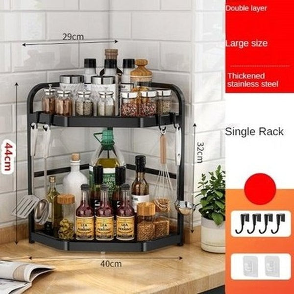 Kitchen Corner Shelving Tripod Seasoning Organizer Rack 