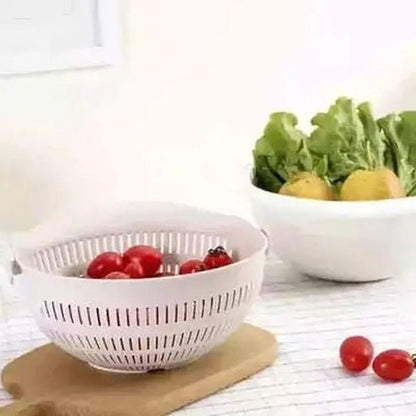 Kitchen Silicone Double Drain Basket Bowl