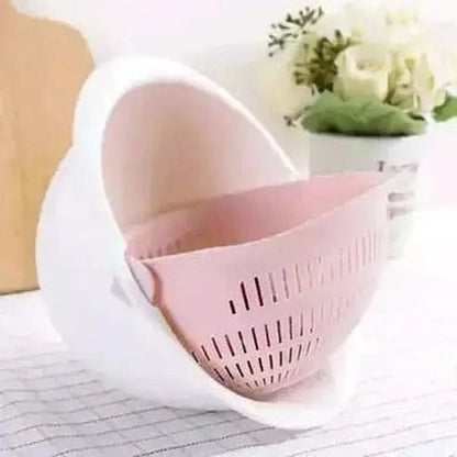 Kitchen Silicone Double Drain Basket Bowl