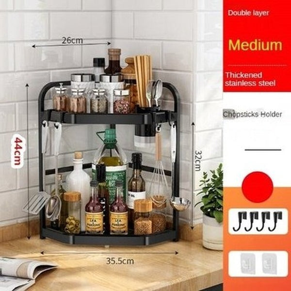 Kitchen Corner Shelving Tripod Seasoning Organizer Rack 