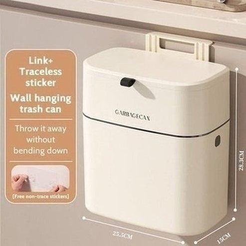 Wall Mounted Hanging Trash Can with Lid