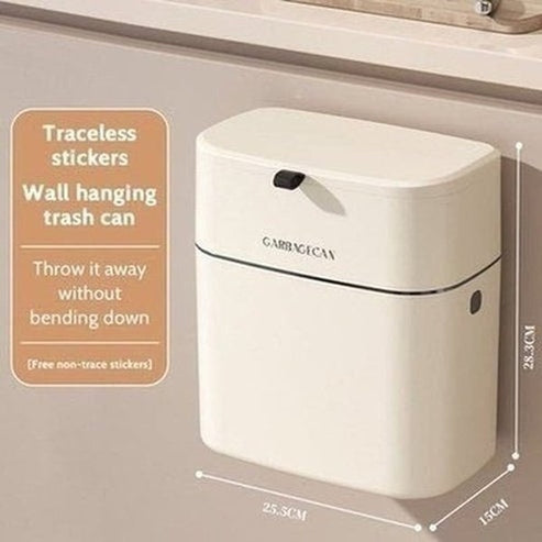 Wall Mounted Hanging Trash Can with Lid