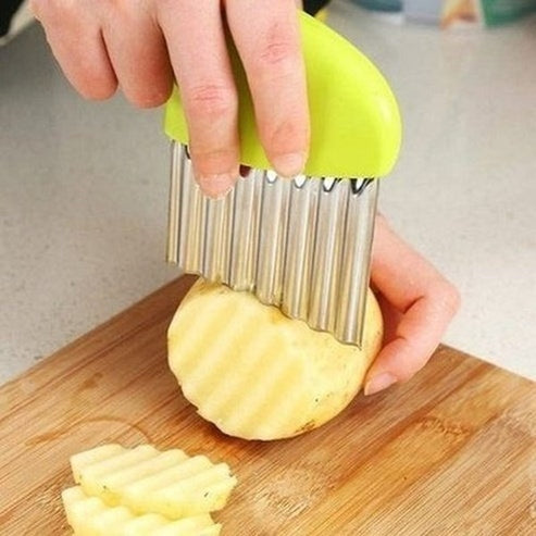 Potato Cutter French Fries Maker Stainless Steel Wavy Knife French Fries Cutter Kitchen Knife French Fries. Kitchen Tools & Utensils. Type: Kitchen Slicers.