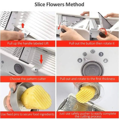 LMETJMA 18-in-1  Stainless Steel Adjustable Mandoline Slicer