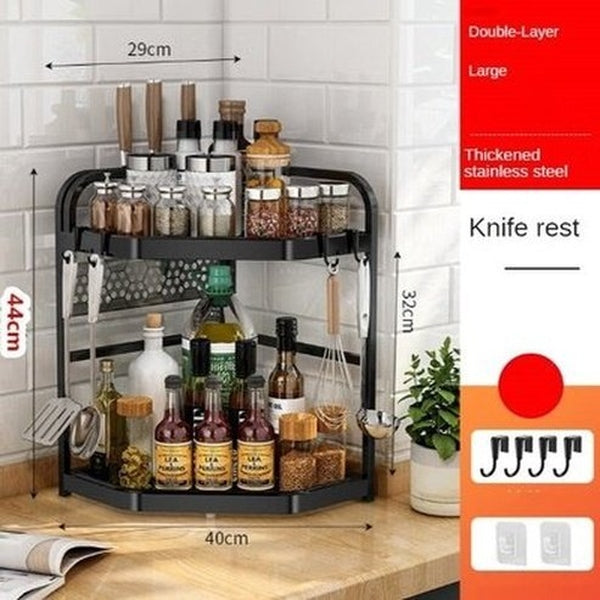 Kitchen Corner Shelving Tripod Seasoning Organizer Rack 