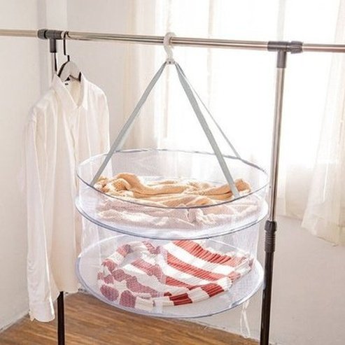 Double Layer Folding Clothes Drying Net Clothes Drying Rack Thick Anti-deformation Convenient Hanging Clothes Drying Bag. Type: Drying Racks and Hangers.