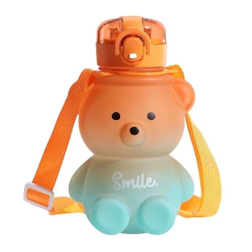 Large Cartoon Bear Portable Straw Water Bottle