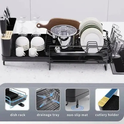 Large Dish Drying Rack with Drainboard Set