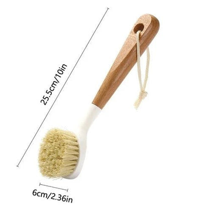 Long Handle Dish Brush: Beechwood & Natural Bristles