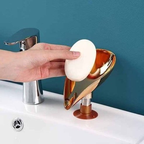 Luxury Golden Leaf Shape Soap Box Drain Soap Holder