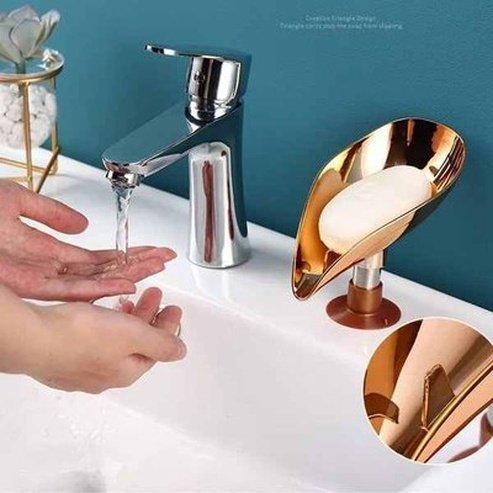 Luxury Golden Leaf Shape Soap Box Drain Soap Holder