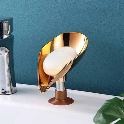 Luxury Golden Leaf Shape Soap Box Drain Soap Holder