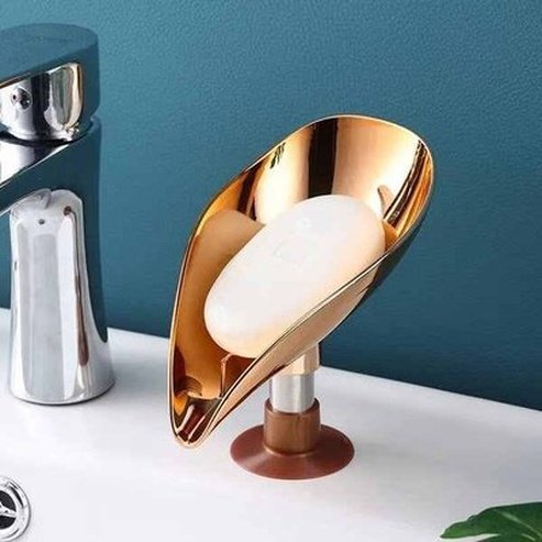 Luxury Golden Leaf Shape Soap Box Drain Soap Holder