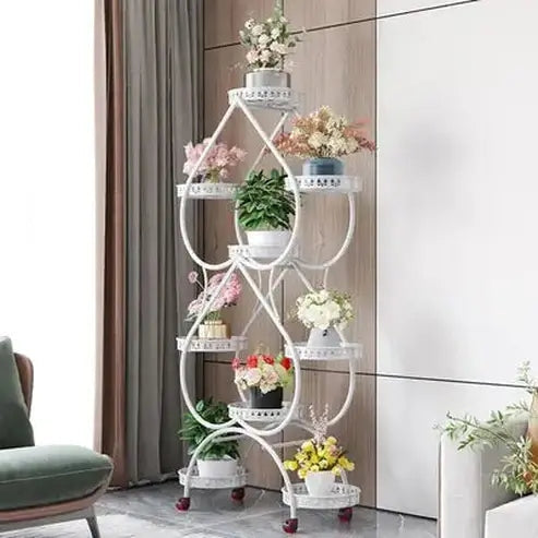 Mobile Iron Plant Stand with Heart-shaped Flower Display