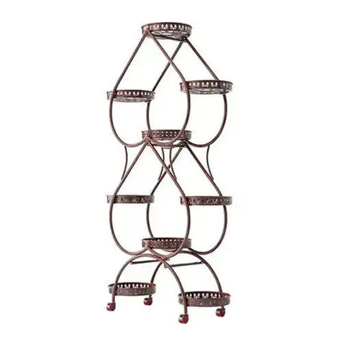 Mobile Iron Plant Stand with Heart-shaped Flower Display