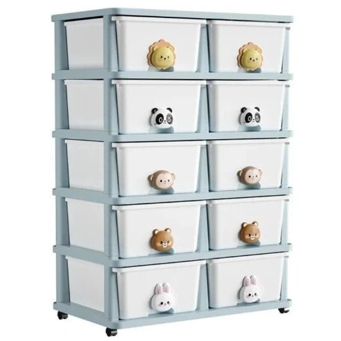 Mobile Plastic Sundries Storage Drawers Cabinet with Wheels