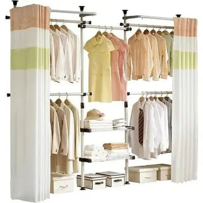 Premium Clothes Rack with Four Tiers and Curtain