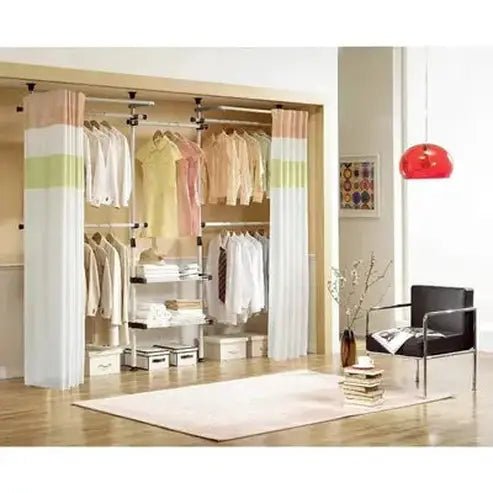 Premium Clothes Rack with Four Tiers and Curtain