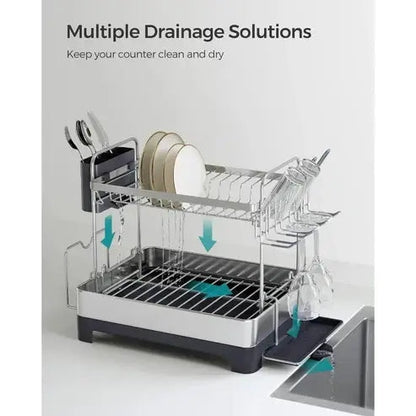 Rotatable 2-Tier Dish Rack