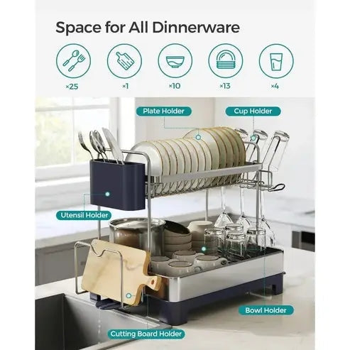 Rotatable 2-Tier Dish Rack