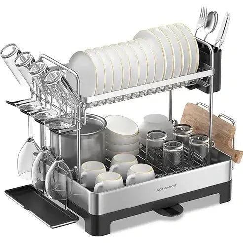 Rotatable 2-Tier Dish Rack