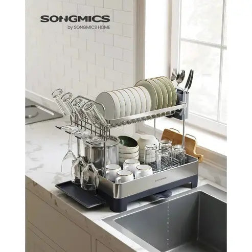 Rotatable 2-Tier Dish Rack