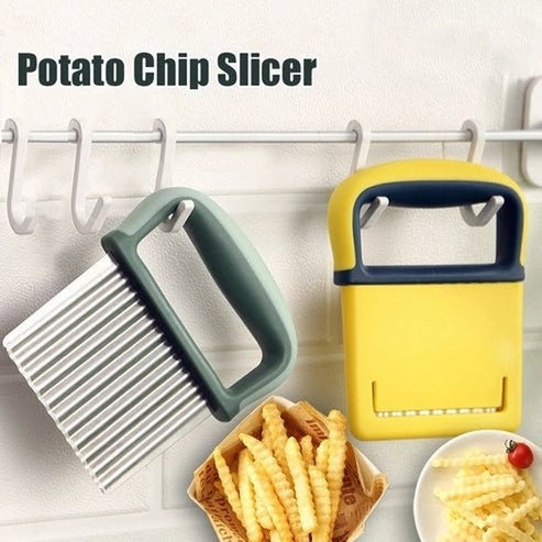 Stainless Steel Crinkle Cut Slicer - Wavy Potato, Vegetable &amp; Fruit Cutter