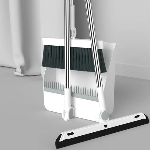 Foldable Broom and Dustpan Set | Upright with 180° Rotation