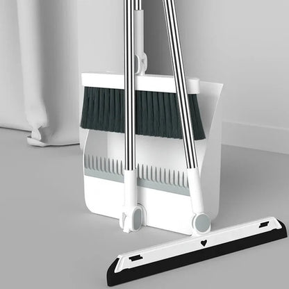 Foldable Broom and Dustpan Set | Upright with 180° Rotation