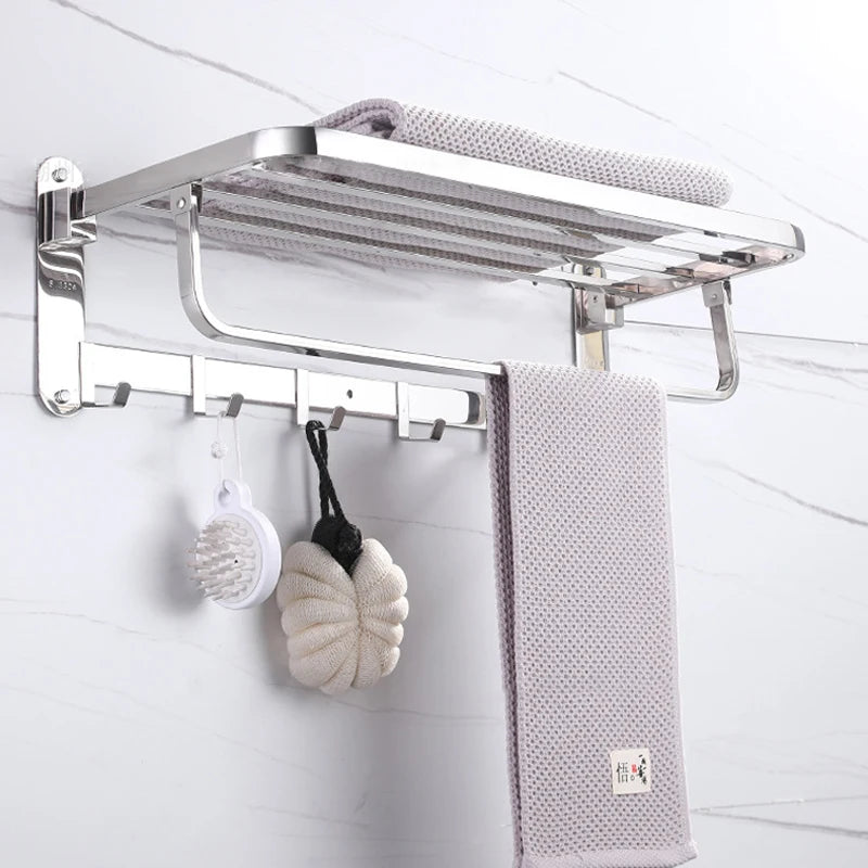 Foldable Iron Gray Towel Rack