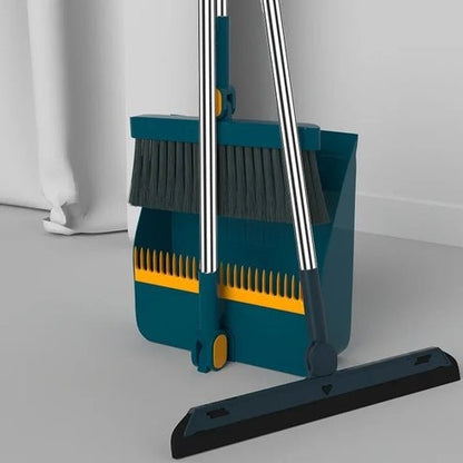 Foldable Broom and Dustpan Set | Upright with 180° Rotation