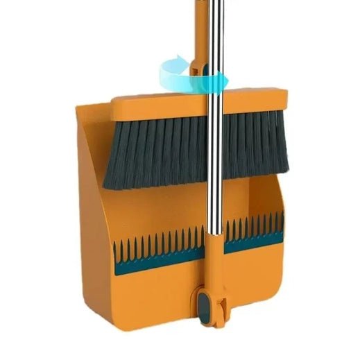 Foldable Broom and Dustpan Set | Upright with 180° Rotation