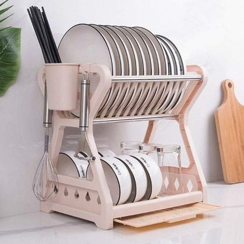 Double-Layer Countertop Dish Drying Rack - Streamline Kitchen Organization