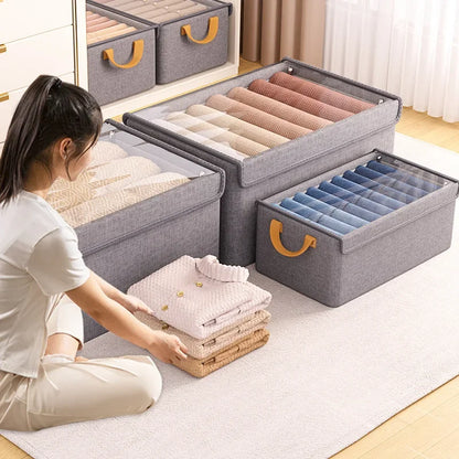 Folding Clothes Storage Box with Metal Frame for Wardrobe Organization